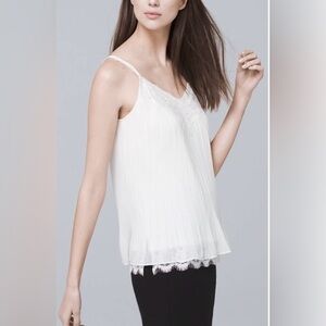 White House Black Market Ivory Spaghetti Strap Pleated Lined Top Camisole Size S